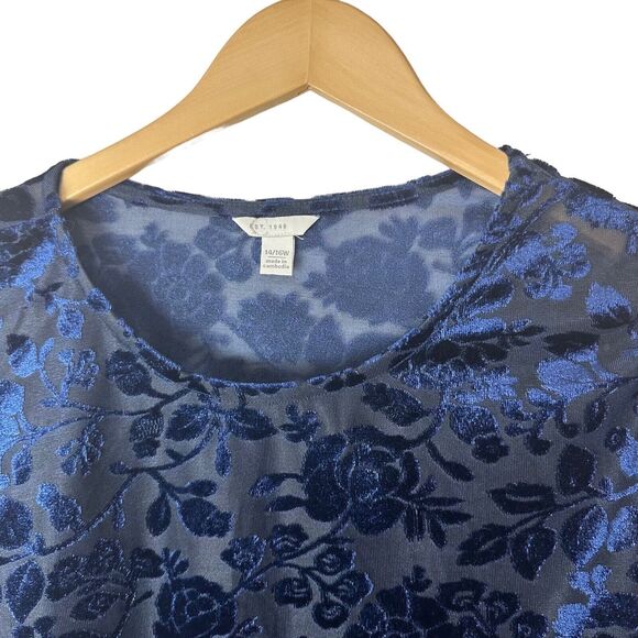 Cato Boho Semi Sheer Burnout Top Blue Peplum Layered Fairy Womens 14/16W - Picture 3 of 10